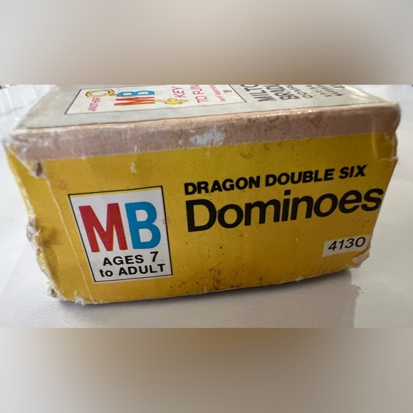 Dominos game Wooden Dragon Double Six box dated 1970 Milton Bradley toys kids - Picture 10 of 10